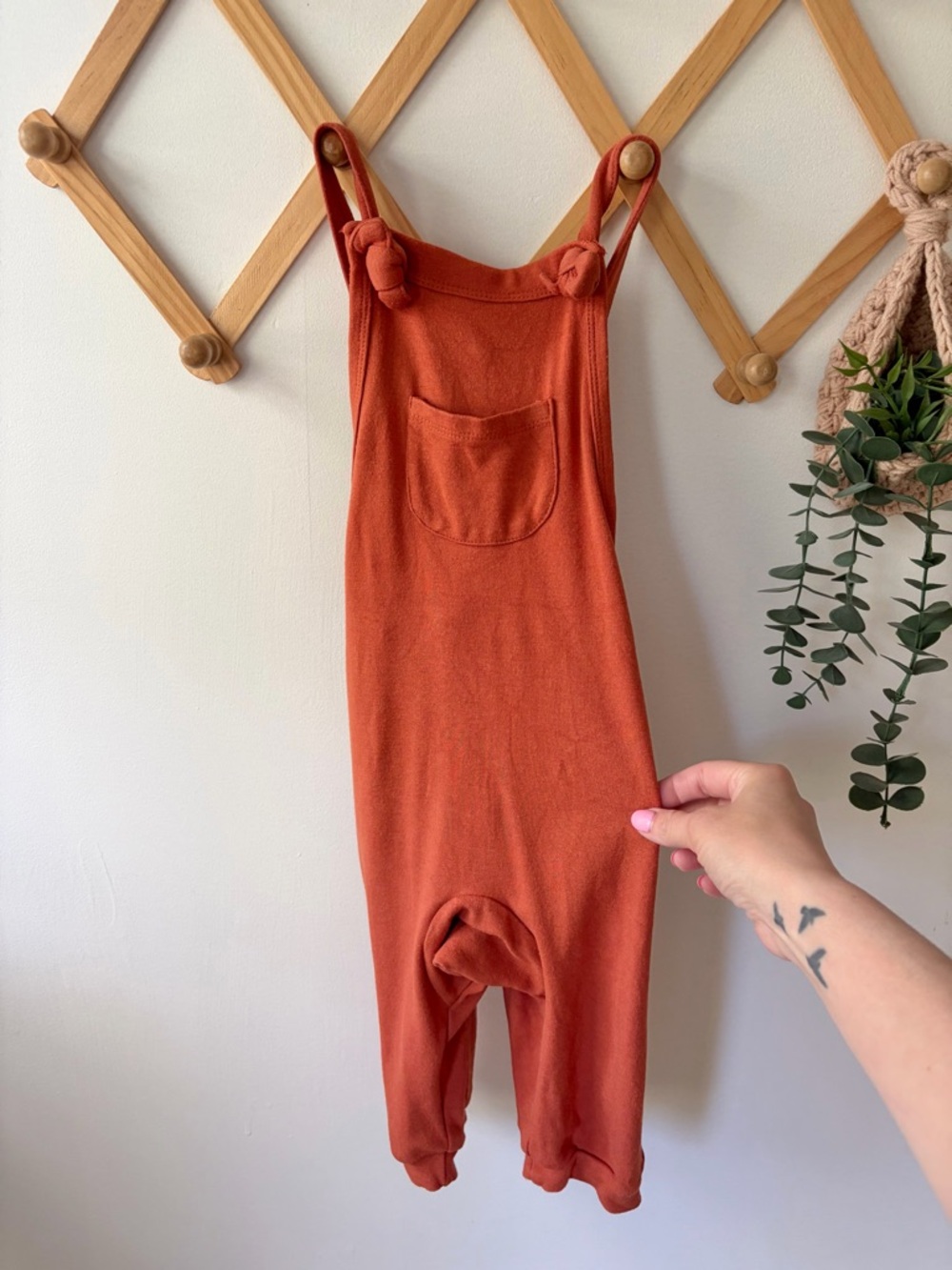Kyte BABY Rust Orange Knotted-Strap One-Piece Romper